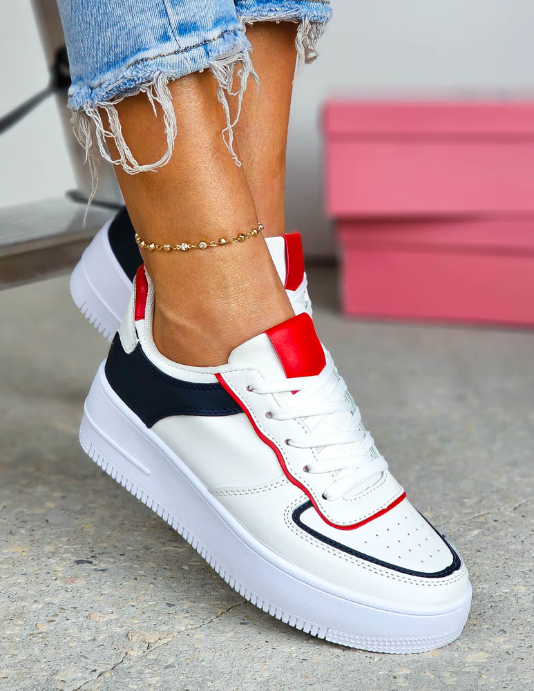 Białe Sneakersy Buty Sportowe Na Platformie Morris