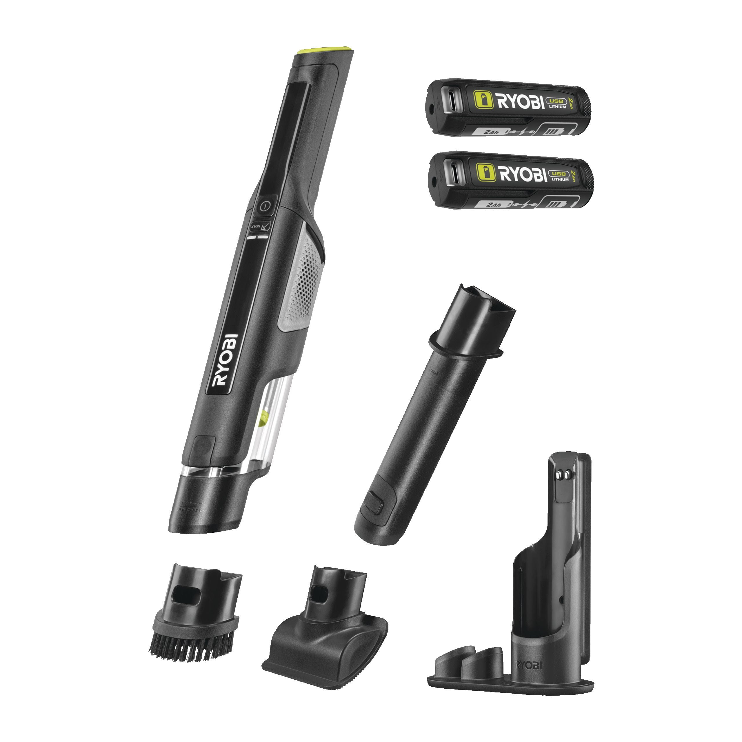 Odkurzacz ręczny USB Lithium ze stacją ładującą i dwoma akumulatorami 2.0 Ah oraz ładowarką