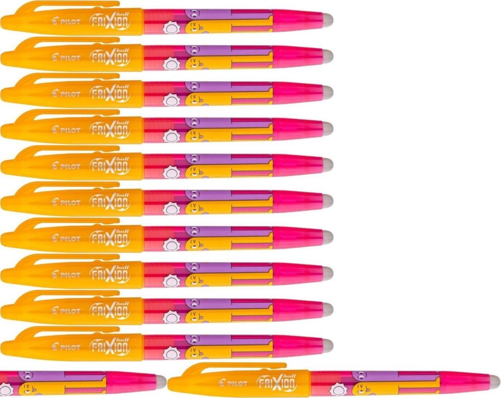 12x Pióro kulkowe wymazywalne Pilot Frixion Ball Friends, 0.7mm, różowa obudowa/niebieski wkład