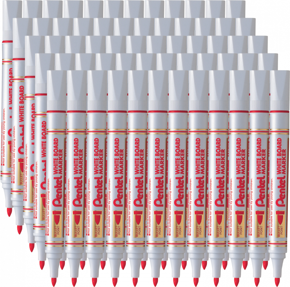 60x Marker suchościeralny Pentel MW85, okrągła, 4.4mm, czerwony