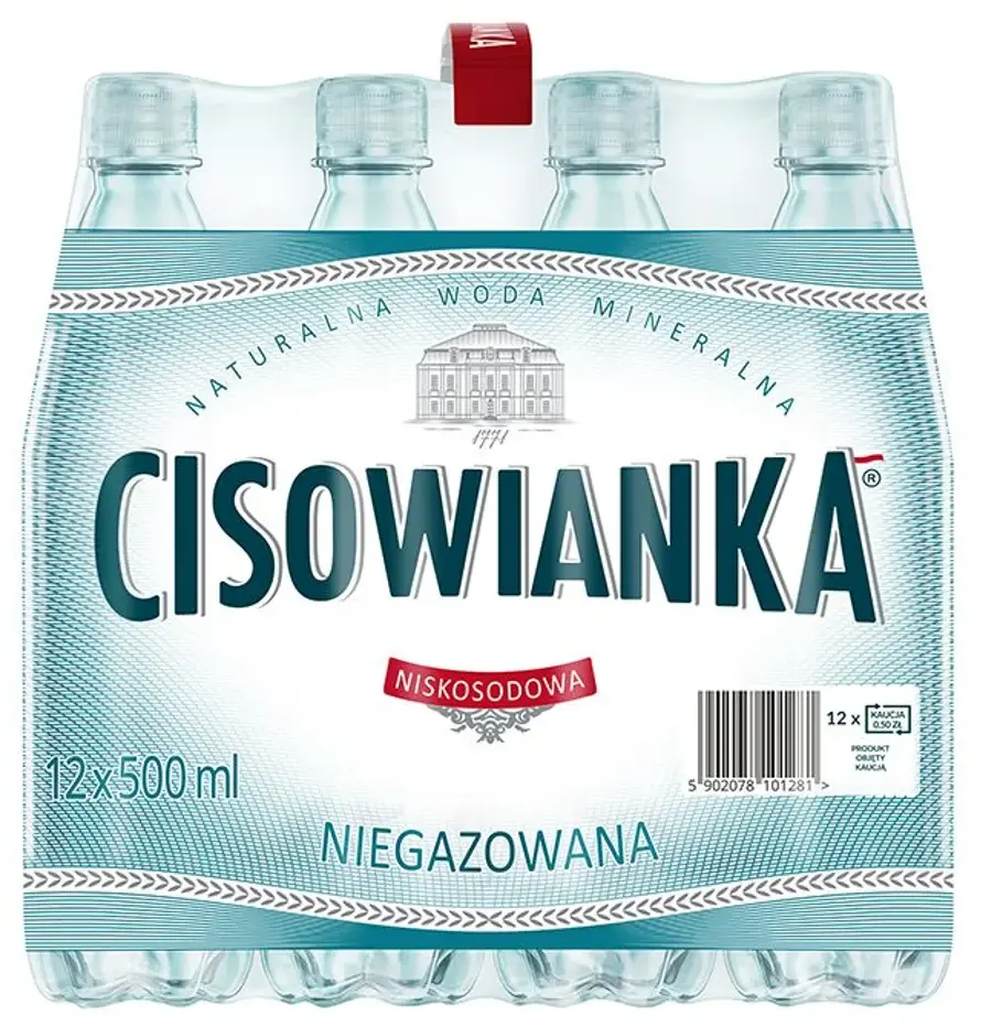 12x Woda niegazowana Cisowianka, 0.5l, butelka PET, KAUCJA