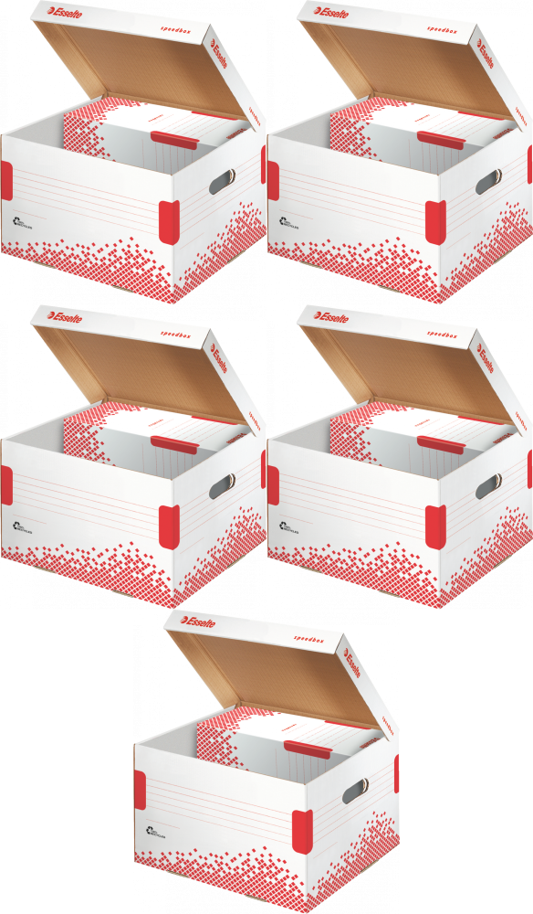 5x Pudło archiwizacyjne zbiorcze Esselte Speedbox, 433mm, do 5 pudeł 80mm, otwierane z góry, biały
