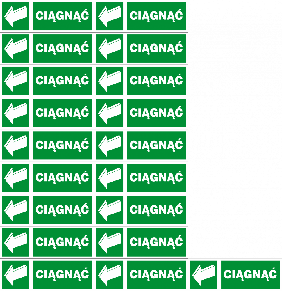 20x Znak ewakuacyjny Anro "Ciągnąć", 50x150mm