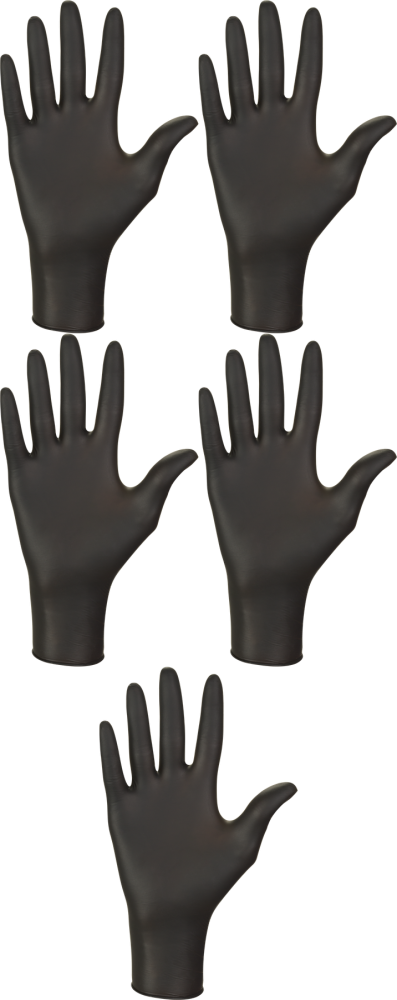 5x Rękawiczki nitrylowe bezpudrowe Nitrylex Black, rozmiar L, 100 sztuk, czarny