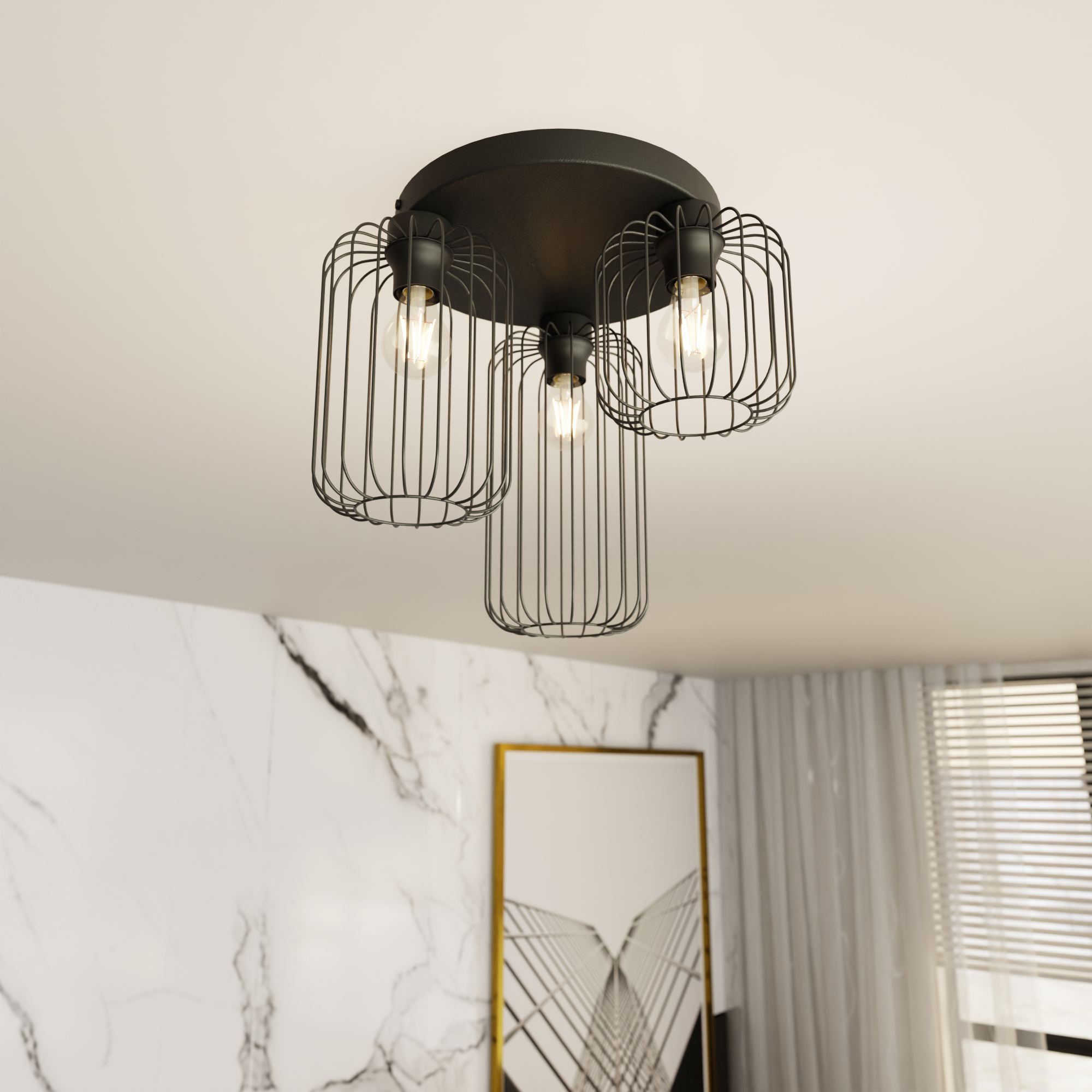 Emibig Barn lampa podsufitowa 3x15 W czarna 1367/3PREM