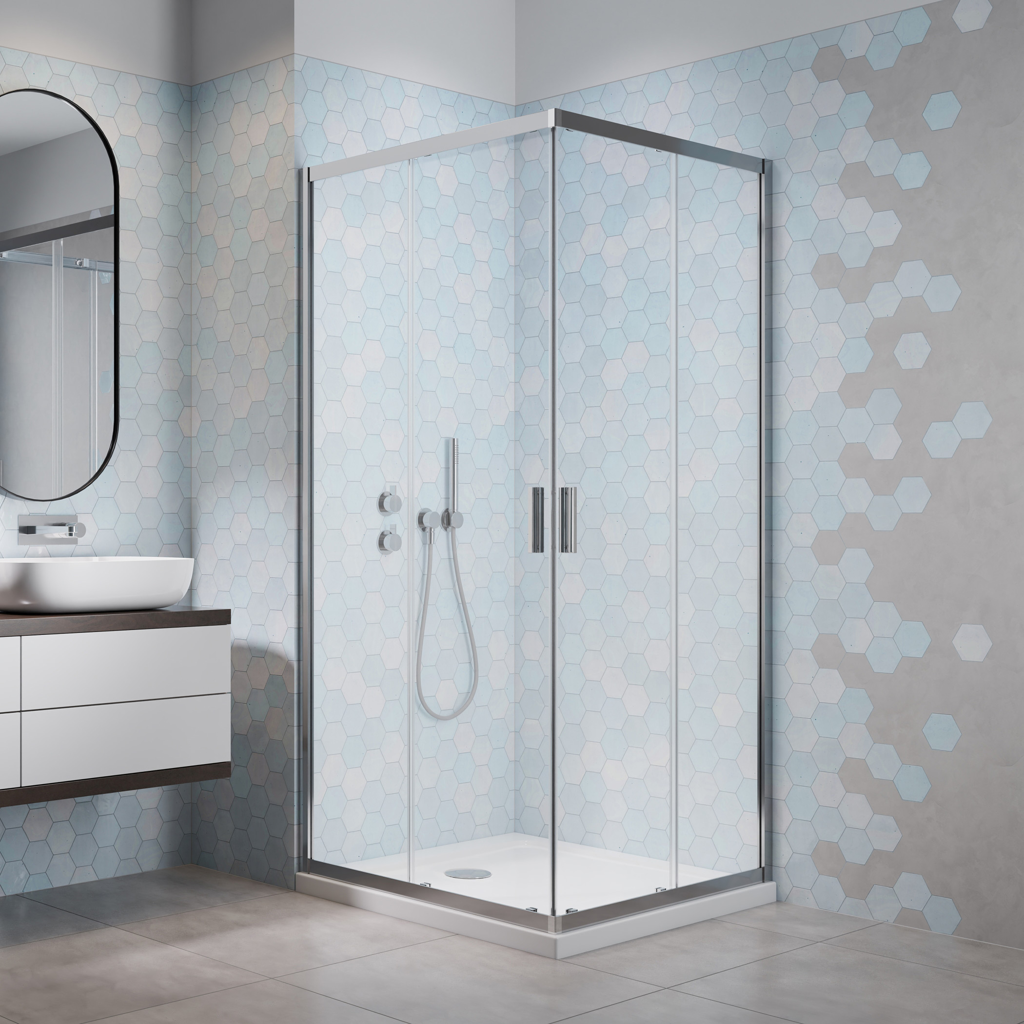 Radaway Alienta D kabina prysznicowa 80x90 cm prostokątna chrom/szkło przezroczyste 10258090-01-01 - Wysyłka w 24h