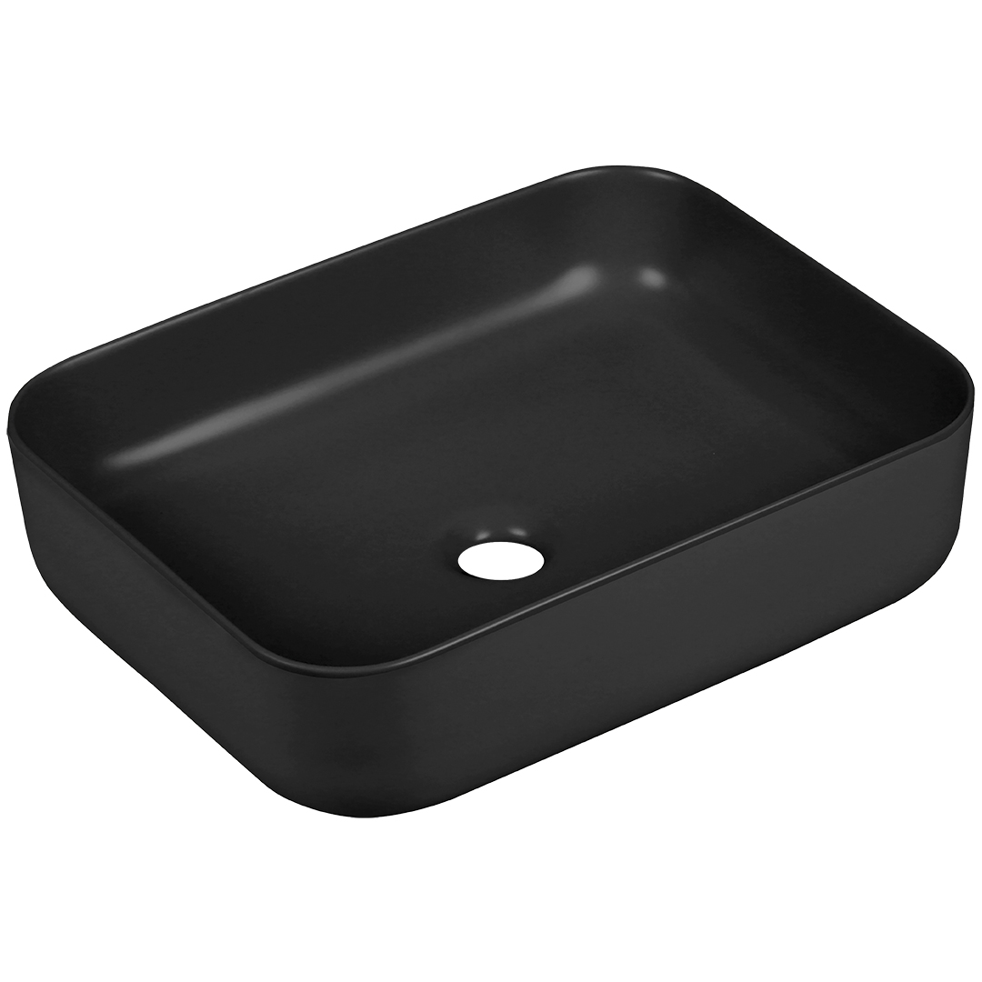 Laveo Mogami umywalka 51x39 cm nablatowa prostokątna czarny mat VUMB250