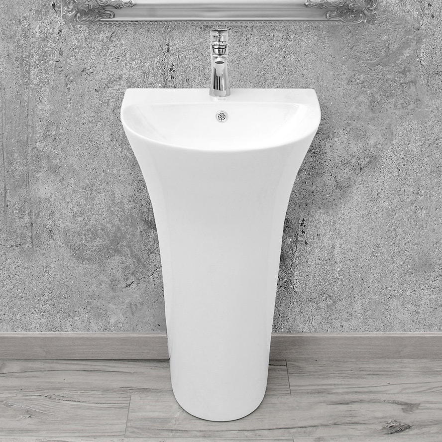 Rea Rita Slim umywalka 48x42 cm półokrągła wolnostojąca biała REA-U9901 - Wysyłka w 24h
