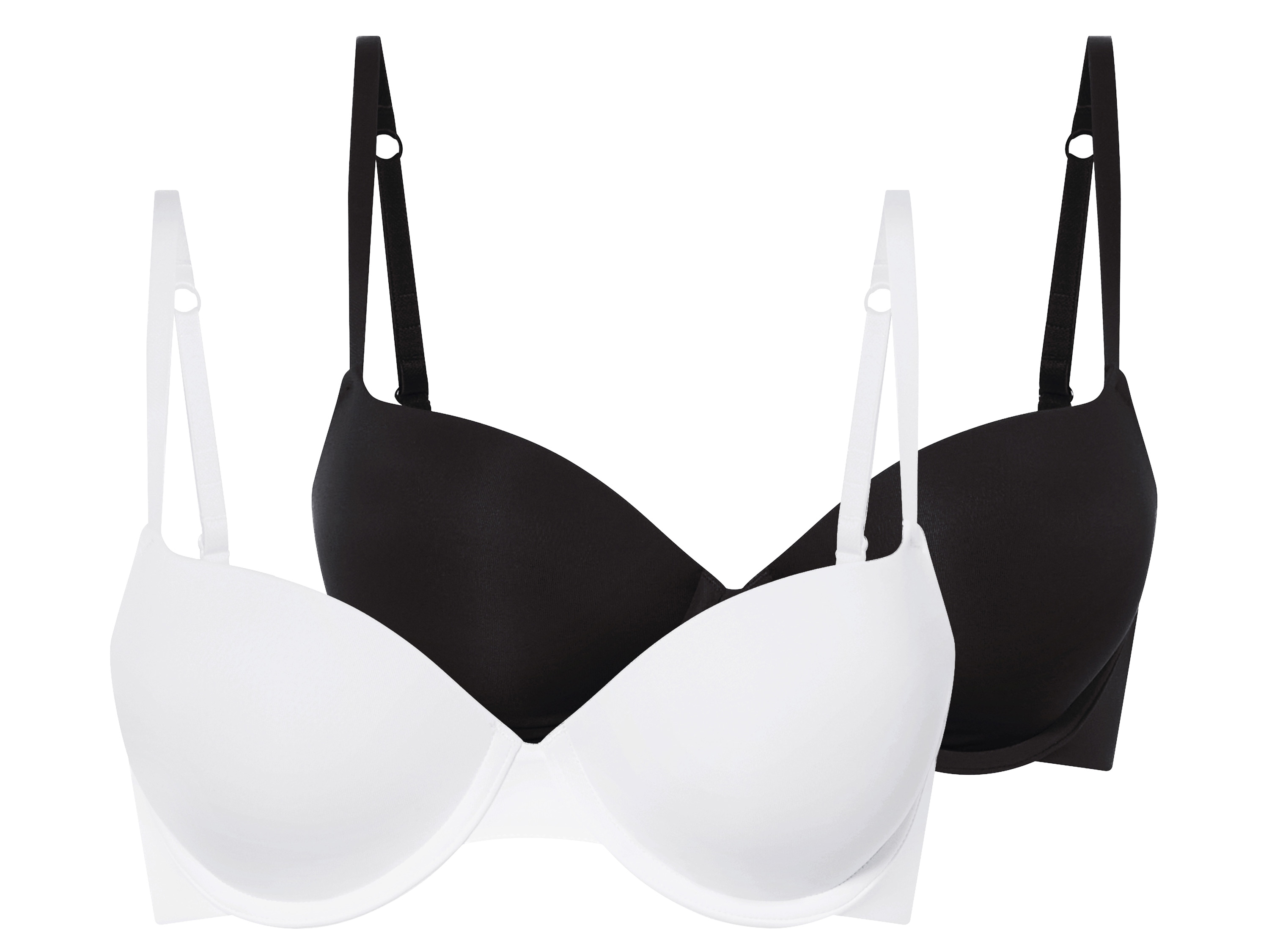 esmara Biustonosze push-up, 2 pary Czarny / biały, 80B