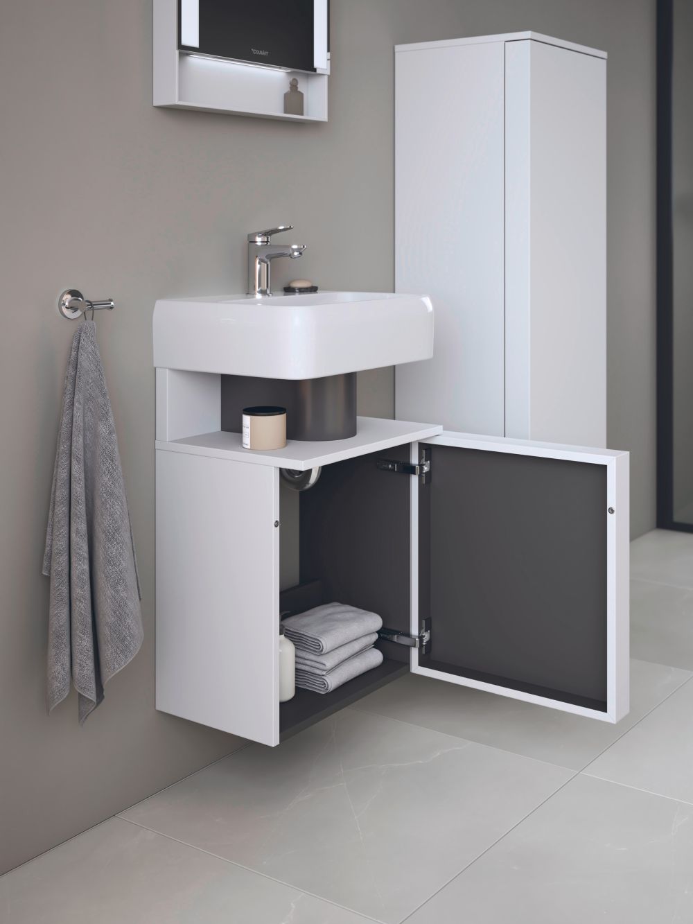 Darmowa Dostawa - Szafka 44x35x64.5 cm podumywalkowa wisząca biały Duravit Qatego QA4076L22220000