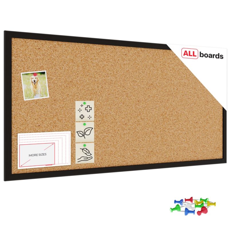 Tablica korkowa ALLboards 80x40 cm rama drewniana czarna 1 szt.