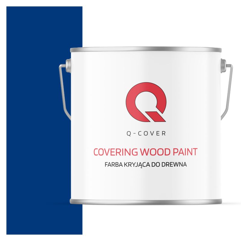 Farba Kryjąca do Drewna Q-Cover Niebieski Ultramarynowy RAL5002 Półmat 5L