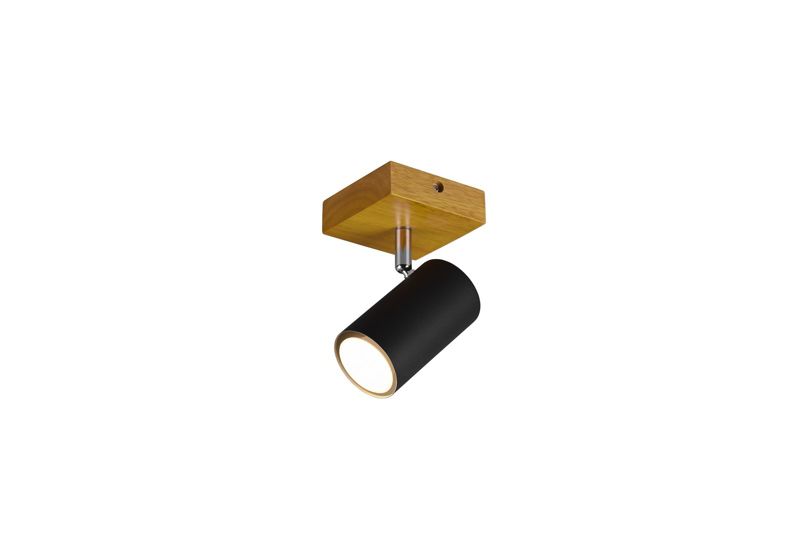 Reflektor spot tuba Trio VANTOS czarno-drewniany 1xGU10x15W IP20 wym:16x9x12cm - 1 szt.