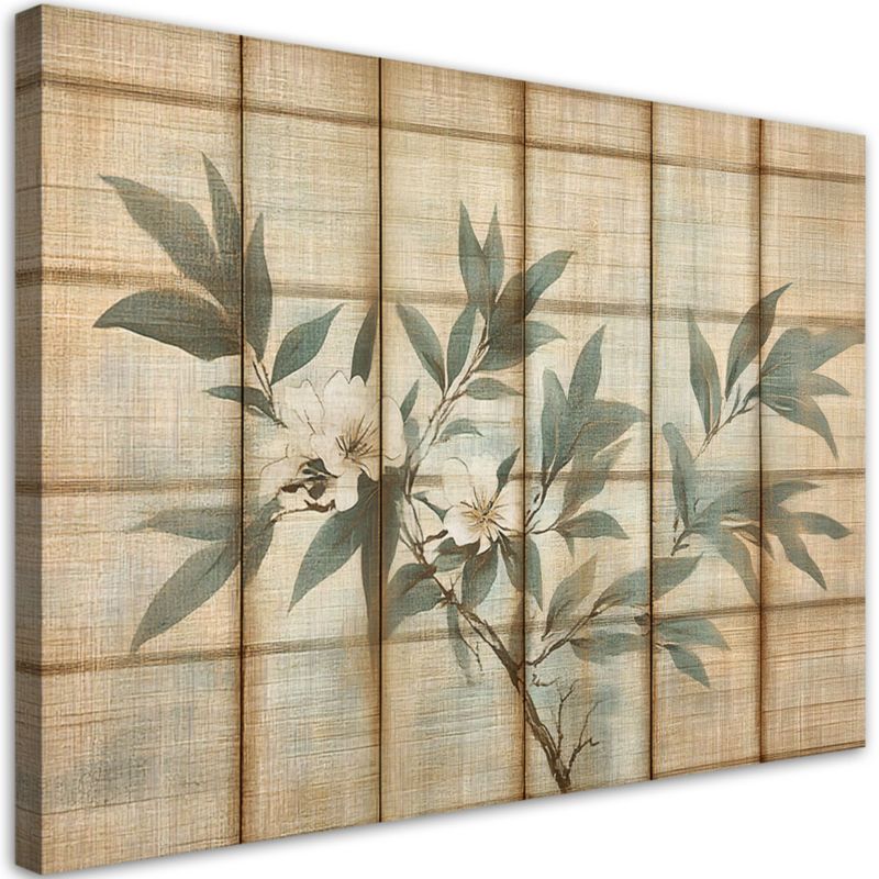 Obraz do salonu sypialni Feeby Rośliny w Pastelowych kolorach beżu 90x60 cm 1szt