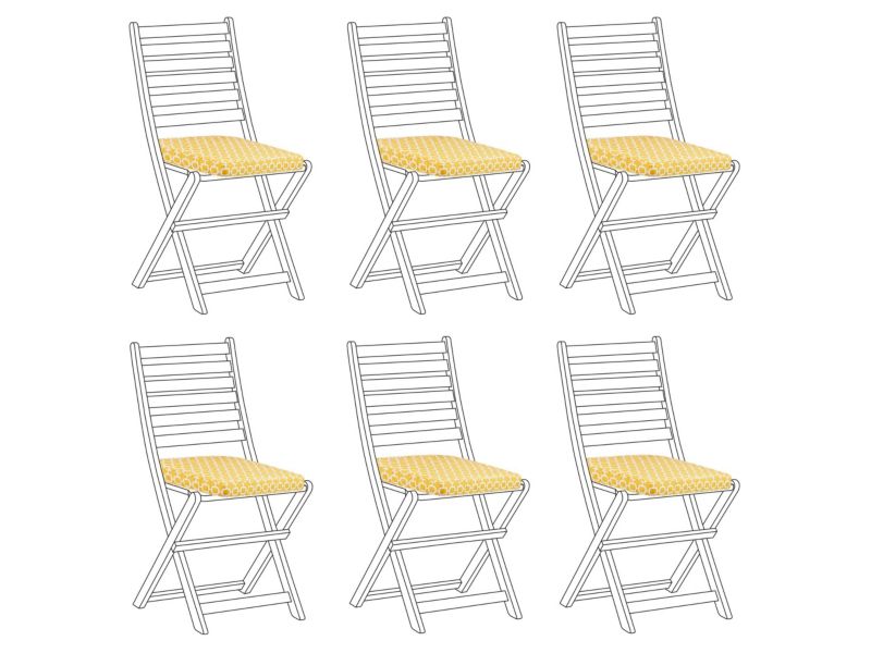 Zestaw 6 poduszek na krzesło ogrodowe Tolve 39 x 31 cm Żółty 1 kpl
