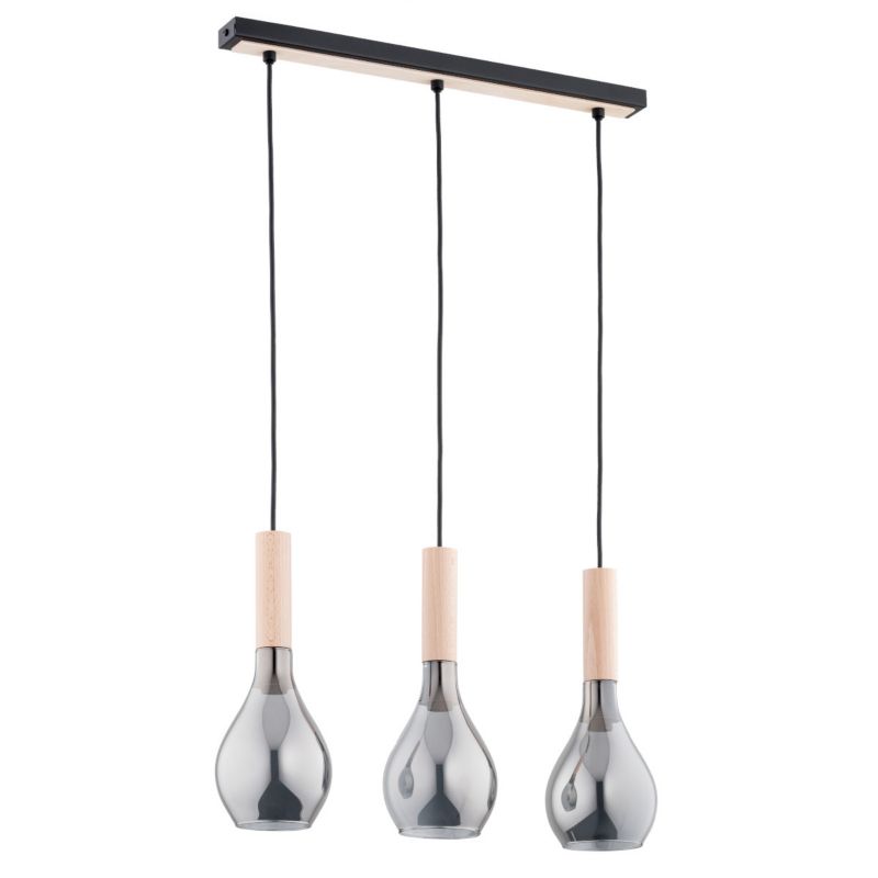 Lampa wisząca Alfa KATRIN jasne drewno-czarna-dymiona 3xE14x10W wym:85x12x62cm IP20 -1 szt.