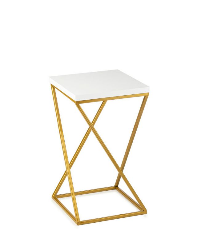 Kwietnik stojący HowHomely LOFT złoty biały blat 40x24x24 cm 1 szt.