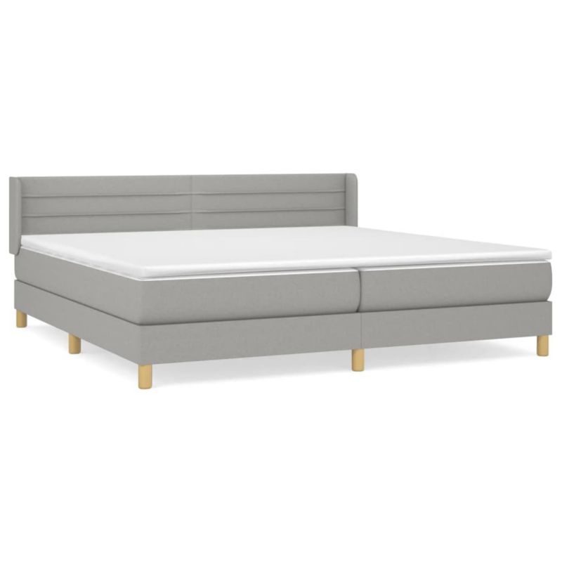 Łóżko z materacem WaszeMeble 200x220 cm Jasnoszary tkanina WM-3130377 1 szt.