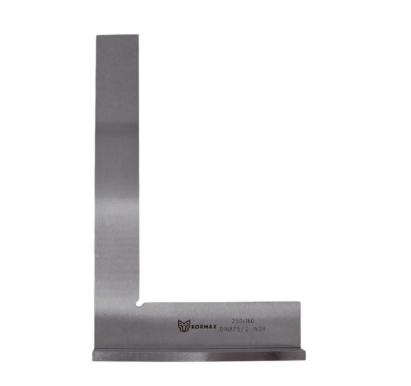 Kątownik ze stopką Kormax 250x160mm ze stali nierdzewnej INOX DIN875/2 (MT1205-62B) - 1 szt.