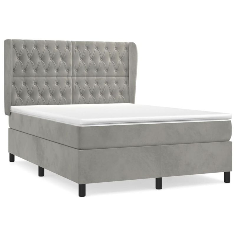 Łóżko kontynentalne WaszeMeble 140x190 cm jasnoszare WM-3129393 1 szt.