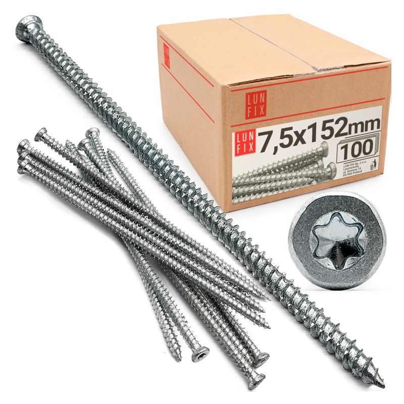 Wkręty do ościeżnic Lun Fix 7,5x152mm 100szt.
