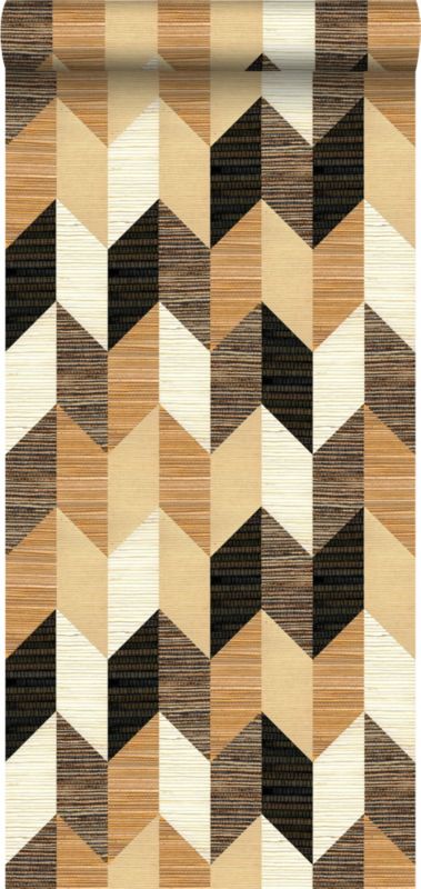 Tapeta XXL Origin Wallcoverings tkanina z trawy w graficznym motywie 3D czarnym,beżowymIkremowym 50 x 900 cm - 1 rol.