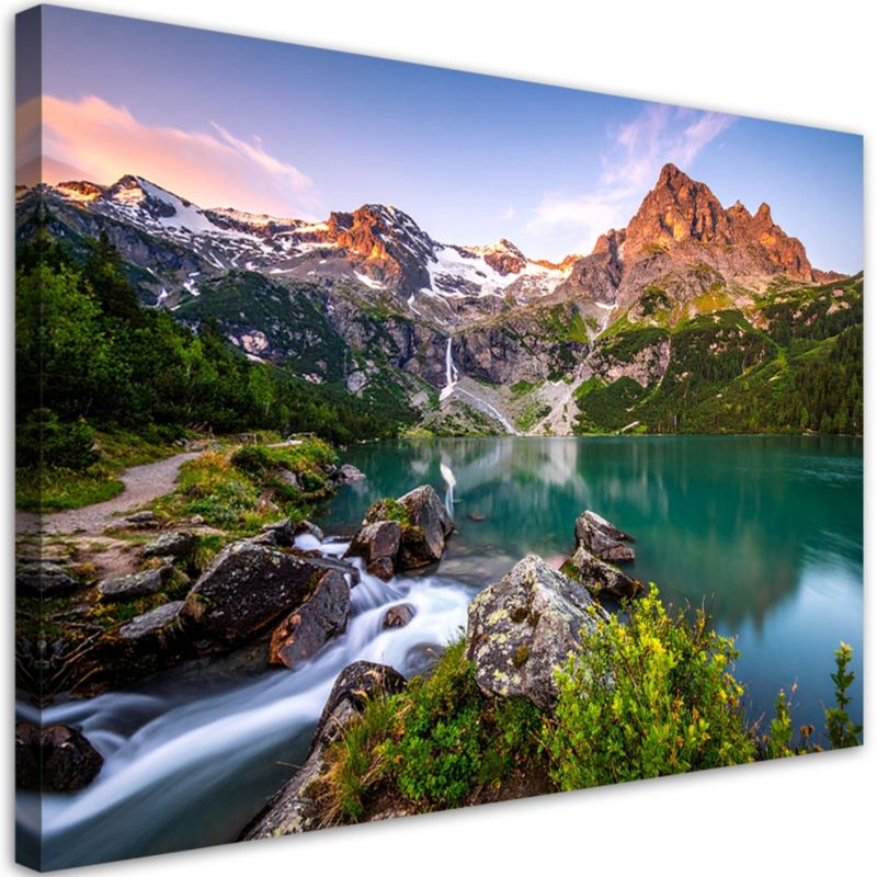 Obraz do salonu sypialni kuchni Feeby Pejzaż jezioro góry natura 90x60cm 1szt