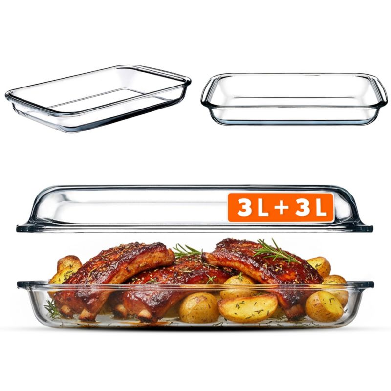 Naczynie żaroodporne KADAX prostokątne z pokrywą 3L+3L 1 szt.
