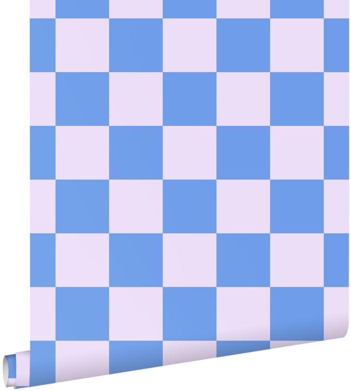 Tapeta ESTAhome motyw kratki liliowo fioletowymIw pastelowym kolorze niebieskim 53 cm x 10.05 m - 1 rol.