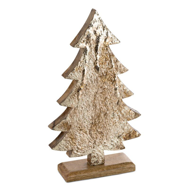 Figurka świąteczna Choinka Eurofirany 16 x 5 x 28 cm brązowa złota 1 szt.