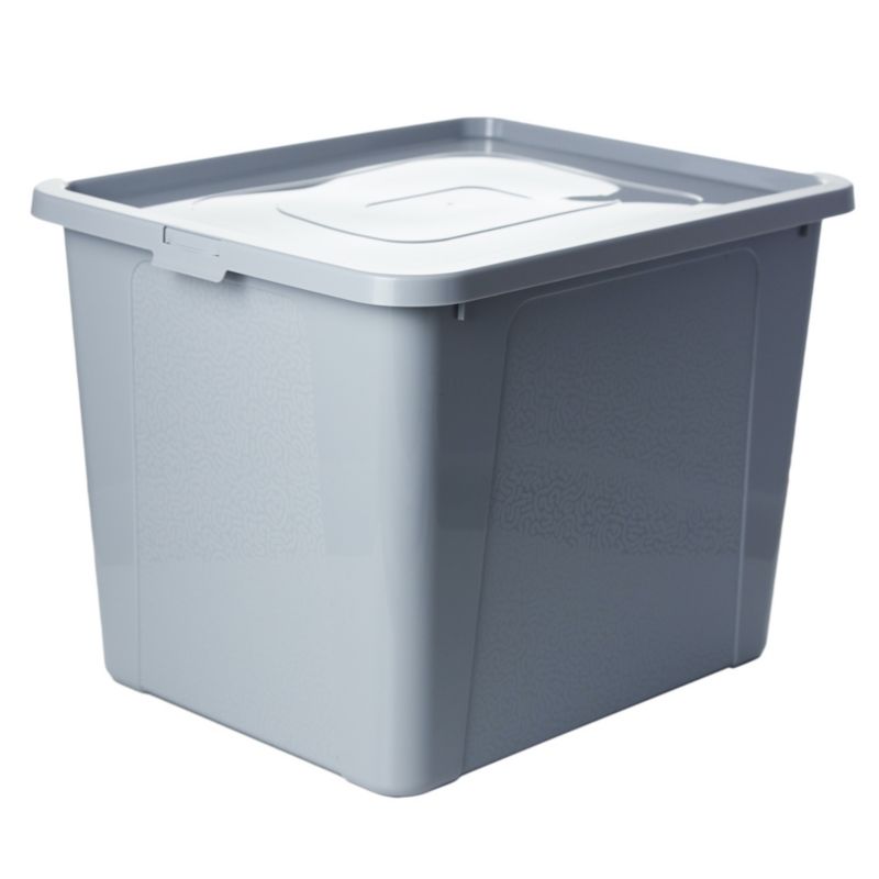 Pojemnik Plastikowy Z Pokrywą 40x33x30 cm, 30 L EDANTI Pudełko Do Przechowywania Szare 1 szt.