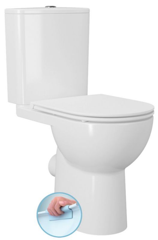 Kompakt WC Sapho Rimless wyższe siedzenie odpływ poziomy i pionowy deska duroplast SLIM, biały 1szt.