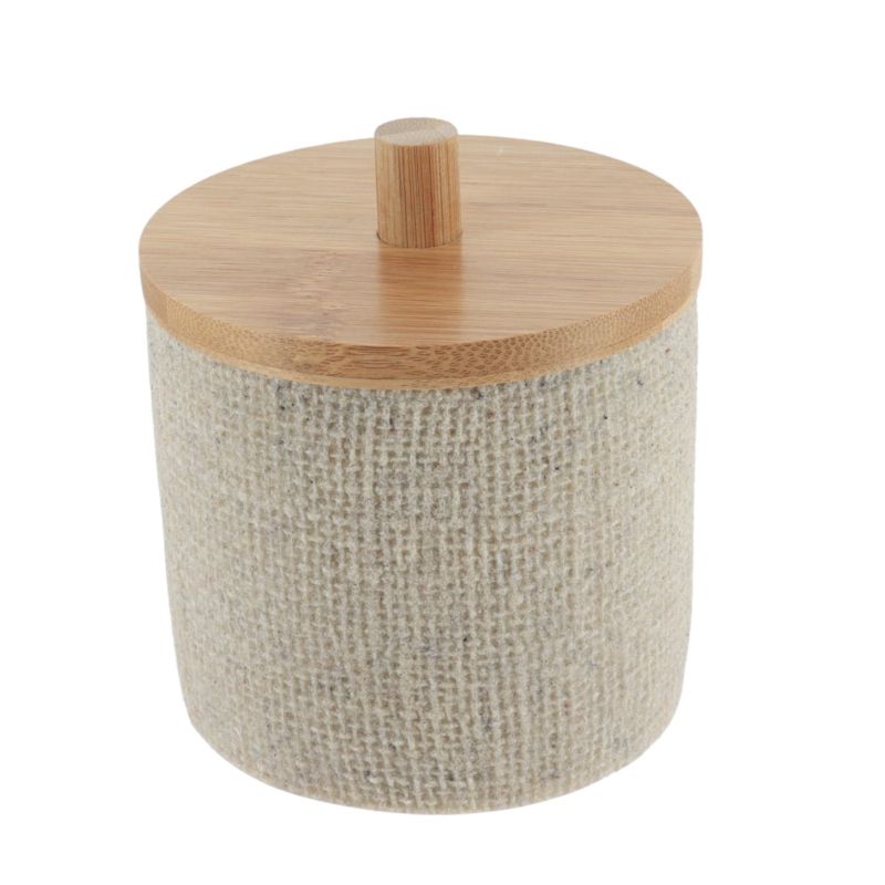Pojemnik na waciki Solena Tendance beżowy z bambusem 10x11,5 cm 1 szt.