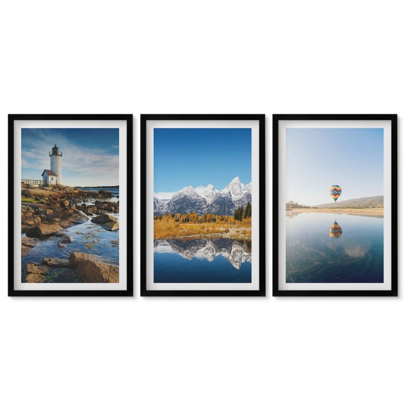 Obrazy w czarnej ramie Tulup 40x60 cm Widoki natury latarnia góry balon Obrazy w czarnej ramie 1 kpl