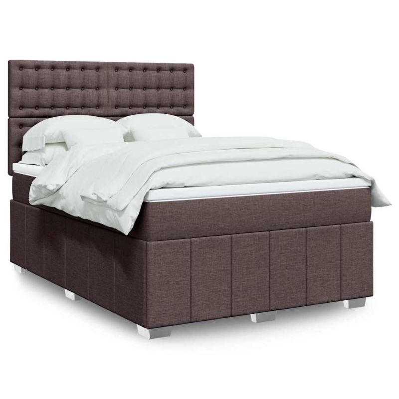 Łóżko z materacem WaszeMeble 135x190 cm Ciemny brąz tkanina WM-3291680 1 szt.