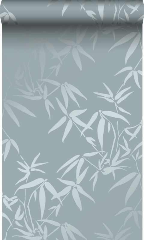 Tapeta Origin Wallcoverings liście bambusa niebieskim 53 cm x 10.05 m - 1 rol.