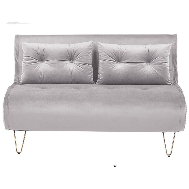 Sofa rozkładana dla 2 osób Vestfold Welur Szary 1 szt.
