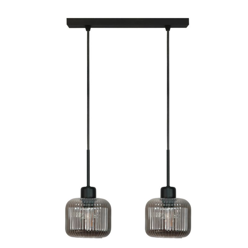Lampa wisząca listwa EDYLIT 2xE27 czarna grafitowe klosze loft industrialna nad stół BEKA GREY 15-008 1 szt.