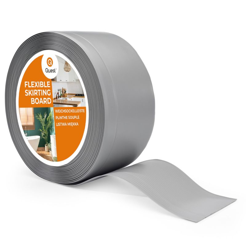 Listwa przypodłogowa PCV 100x25mm QUEST, elastyczna, miękka listwa cokołowa - 25 m, szary, 1 szt.
