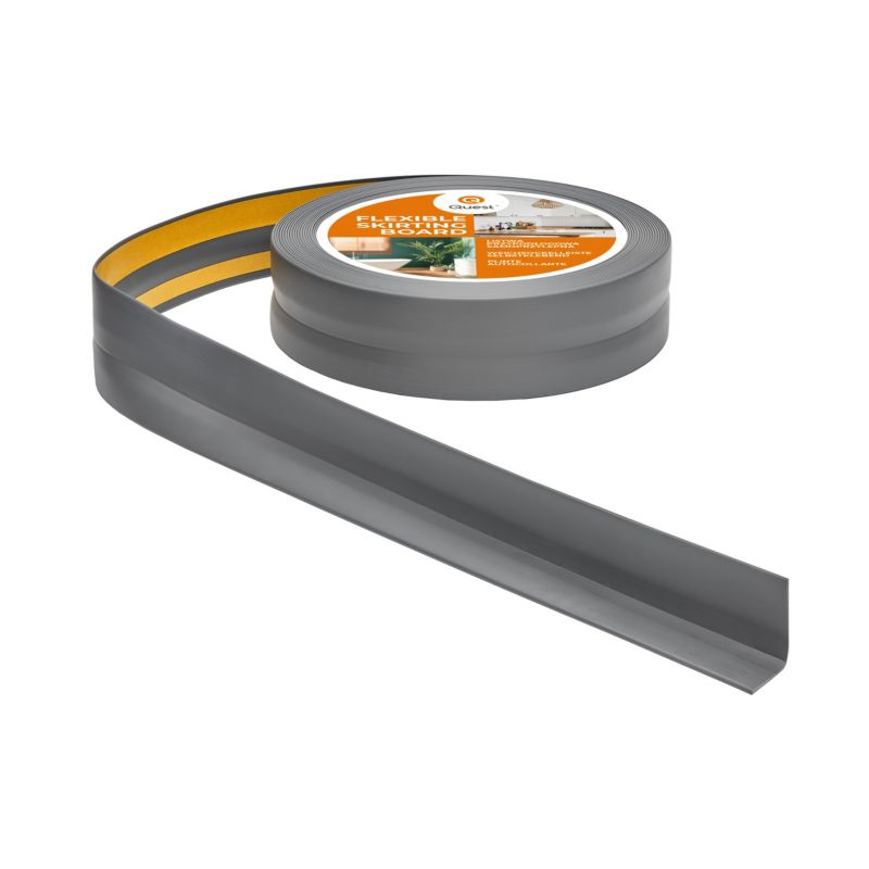 Listwa przypodłogowa PCV 32x23 mm QUEST, samoprzylepna elastyczna, miękka listwa podłogowa - 20 m, grafit, 1szt.