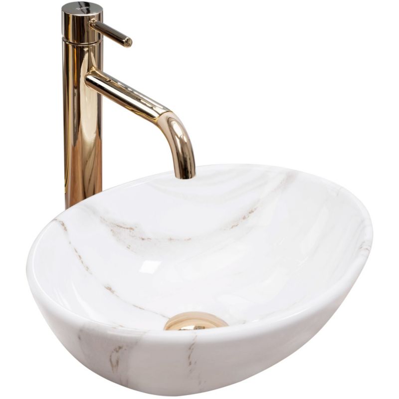 Umywalka Nablatowa Rea Sofia Mini Aiax Shiny Owalna Biały 35X27X13Cm 1 Szt