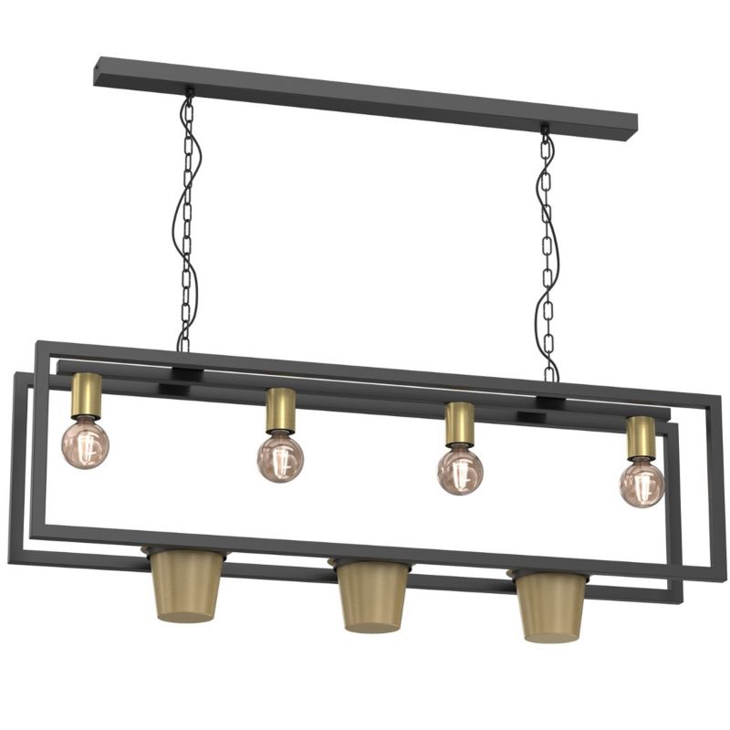 Lampa wisząca Luminex Flores czarny mat-złoty mat wym: 110 x 110 x 20 cm 4xE27 x 15W 1 szt.