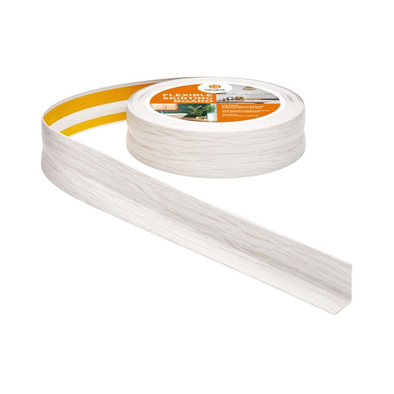 Listwa przypodłogowa PCV 32x23 mm QUEST, samoprzylepna elastyczna, miękka listwa podłogowa - 15 m, brzoza, 1szt.