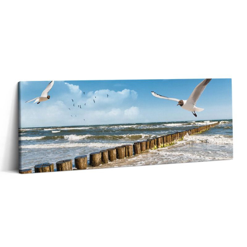 Obraz na płótnie Wallfluent 125x50 cm Ptak nad morzem 1 szt.