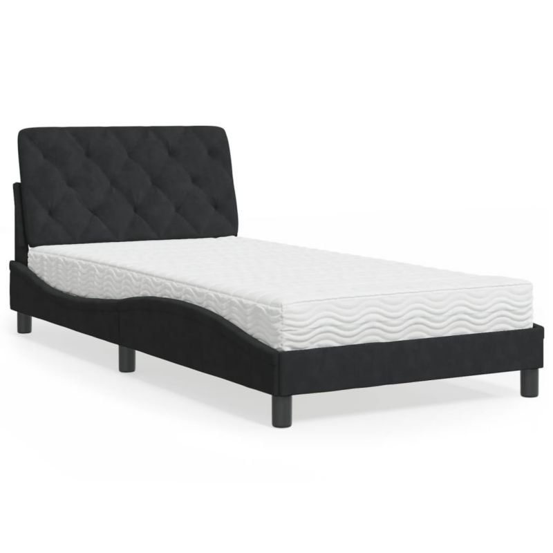 Łóżko tapicerowane WaszeMeble 100x200 cm czarne WM-3208642 1 szt.