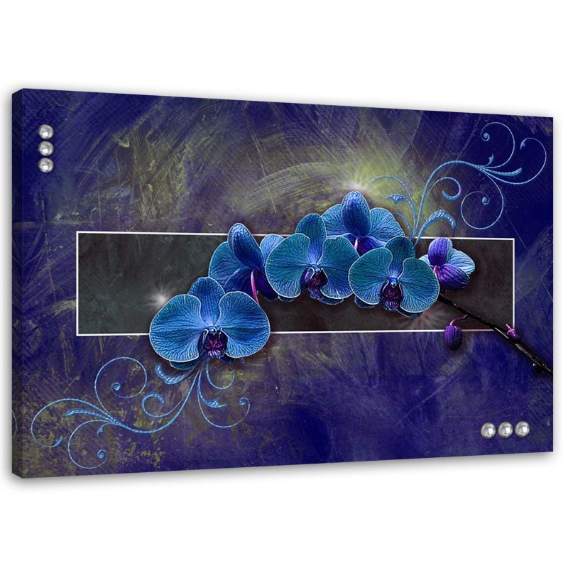 Obraz na płótnie Feeby Orchidea kwiaty abstrakcja niebieski 100x70cm 1szt