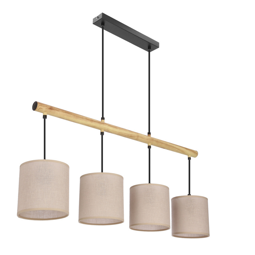 Beżowa lampa wisząca z abażurem do salonu COMBI 4-płomienna