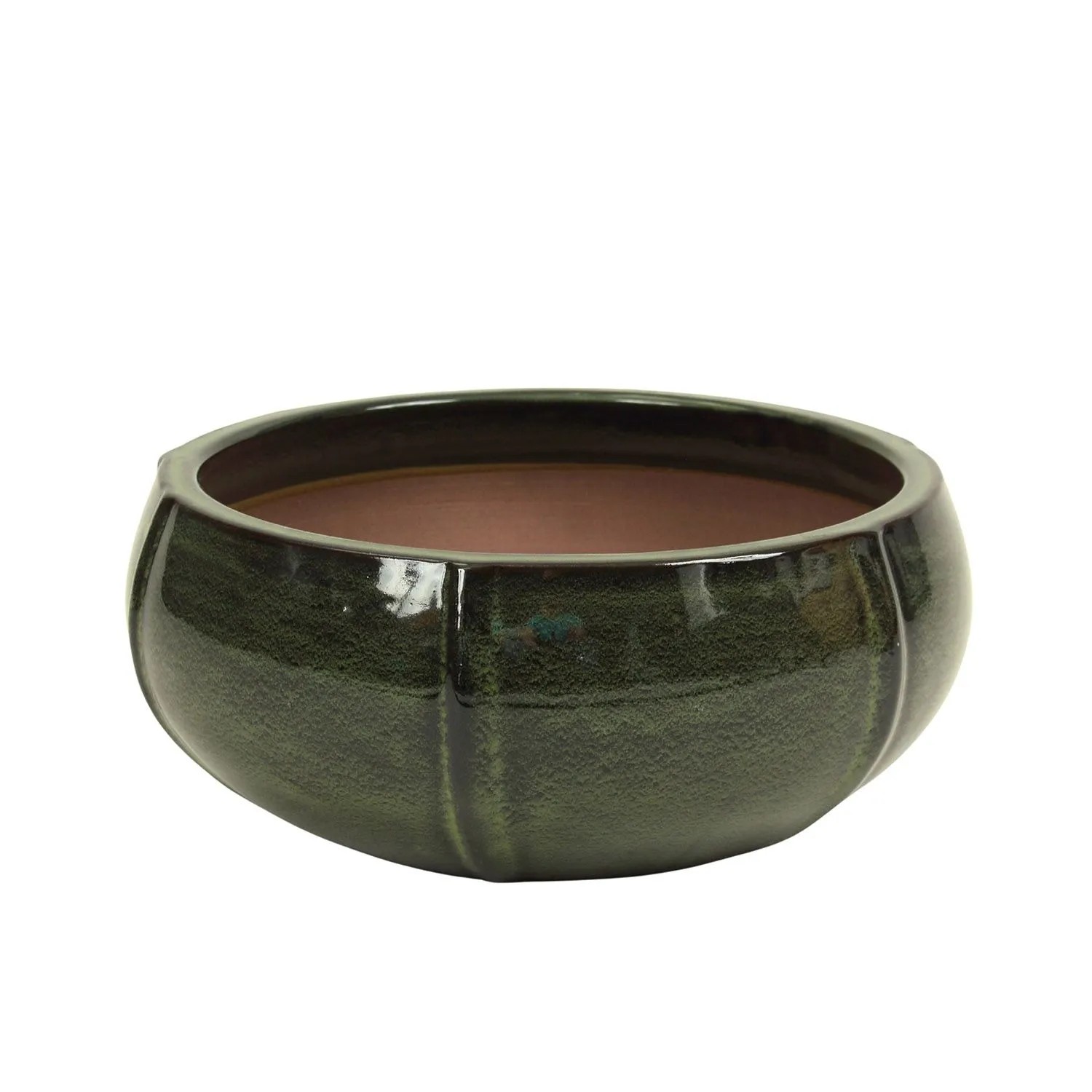 Donica Rib szkliwiona zielona - 33,5x14 cm