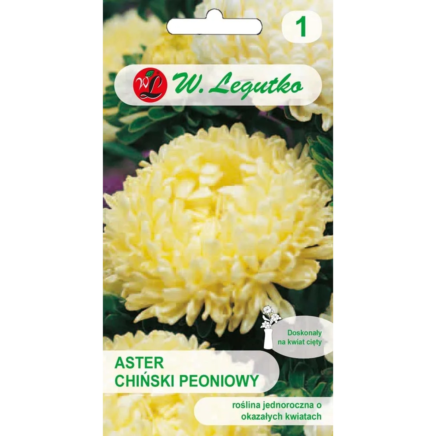 Legutko Aster chiński peoniowy żółty 1g