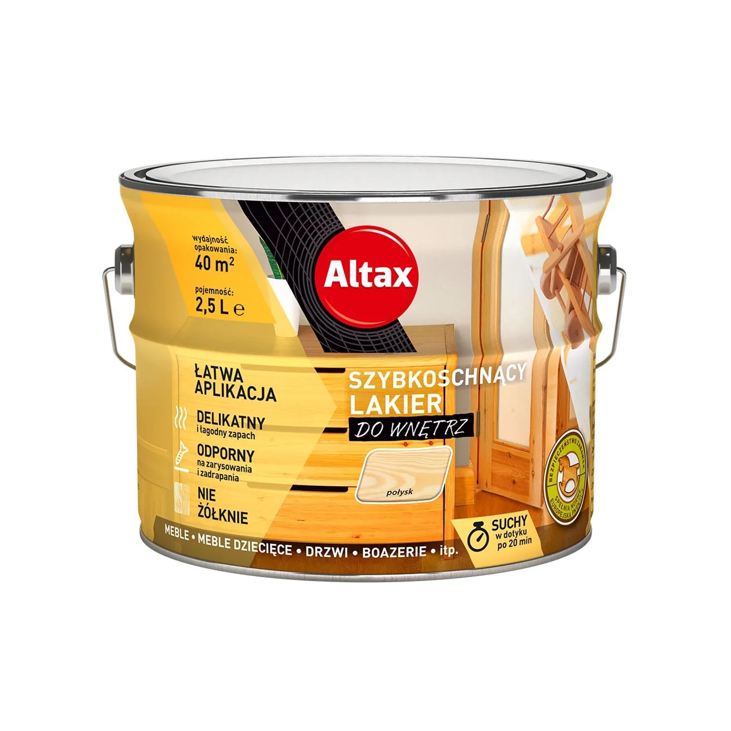 Altax Lakier szybkoschnący do drewna połysk - 2,5L